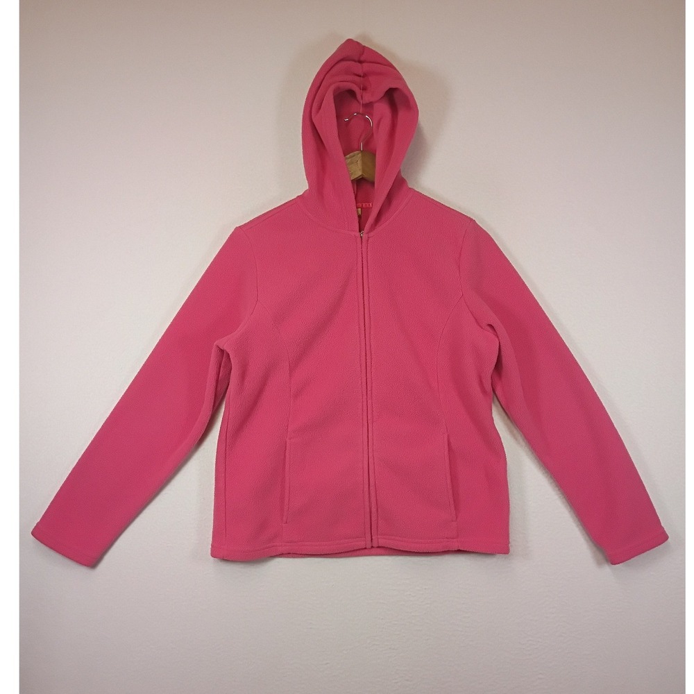 Gorpcore L.L.Bean Women S Pink Polartec Fleece Full Zip Hooded Jacket 0BGC6